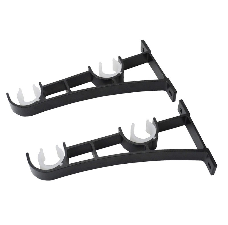 AddGrace Double Curtain Rod Brackets Set of 4 for Drapery Rod Window Hardware Rod Holders (Black) - Image 5